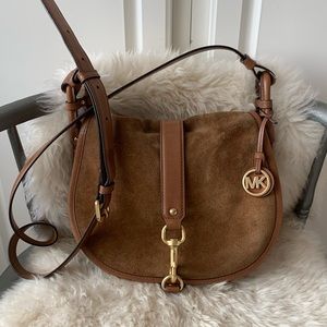 Michael Kors suede and leather crossbody purse